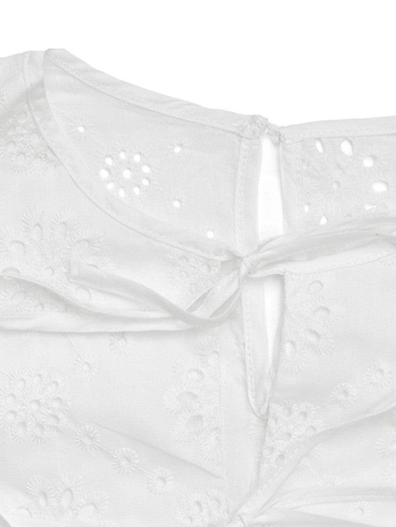 Perfee Tied Eyelet Short Sleeve Bodysuit-7