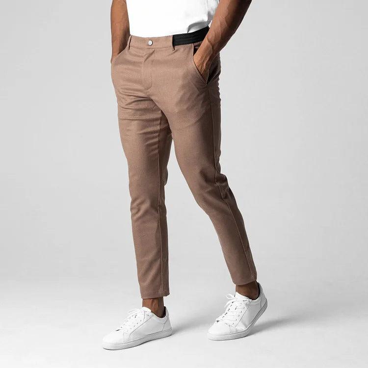 Men's Slim Fit Gray Business Suit Pants | Straight-Leg Dress Pants