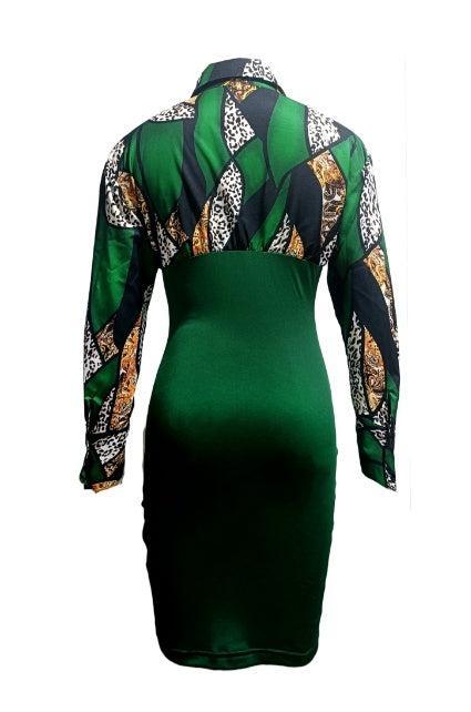 Emerald Ruched Shirt Dress