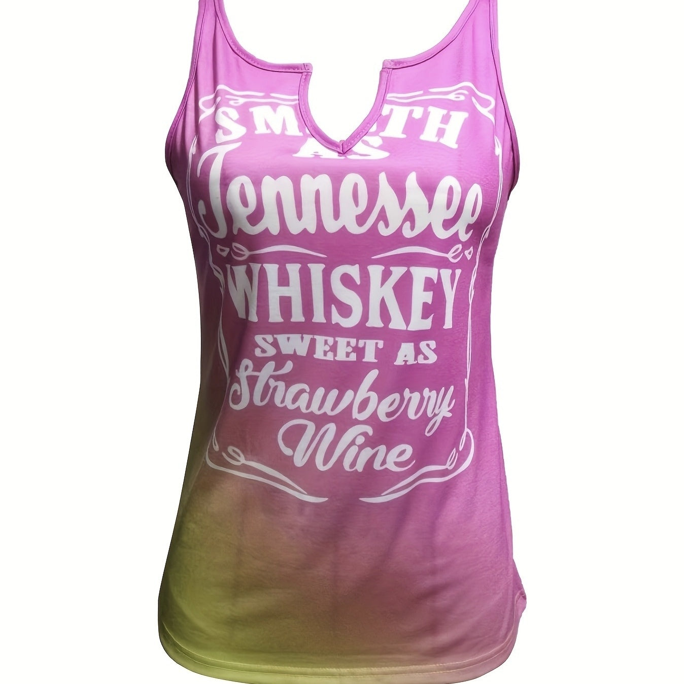 Ladies' Gradient Color Letter Print Vest – Casual & Versatile