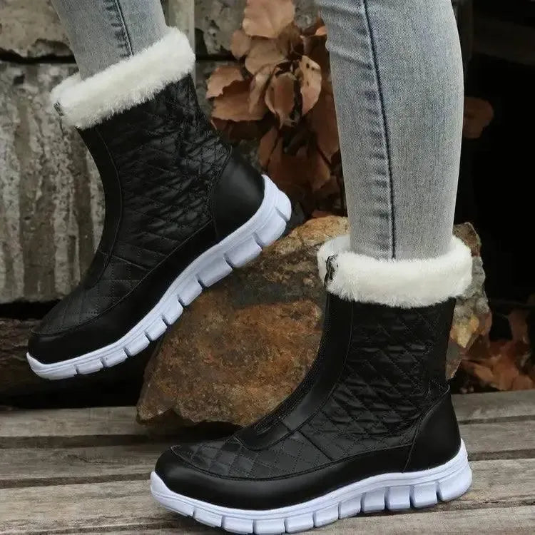 Black Boots For Women Shoes Winter Push Warm Combat Boots-4