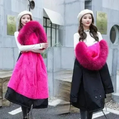Code cotton-padded jacket to overcome mid-length-Red-15