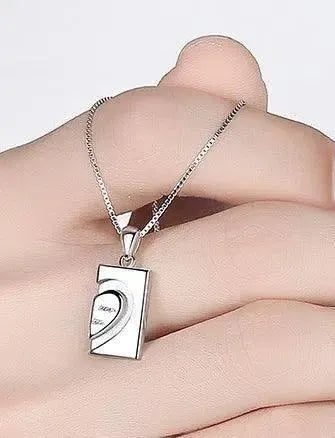 Silver Necklace Qixi Couple Love Buckle-10