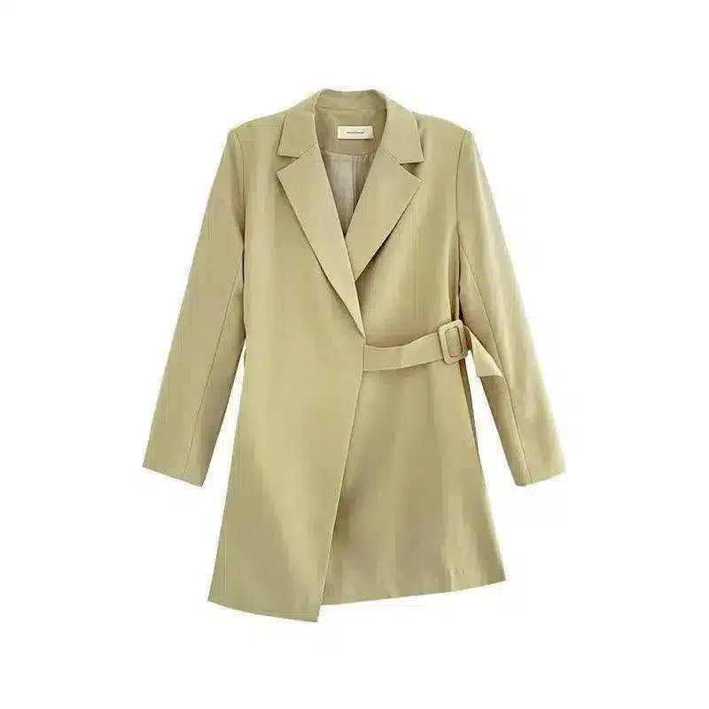 Women's Asymmetrical Blazer & Trousers Set-Turquoise-3