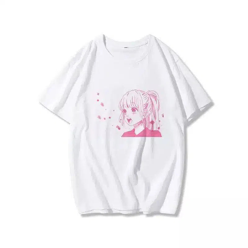 Graphic Tee with Manga Design-White E-6