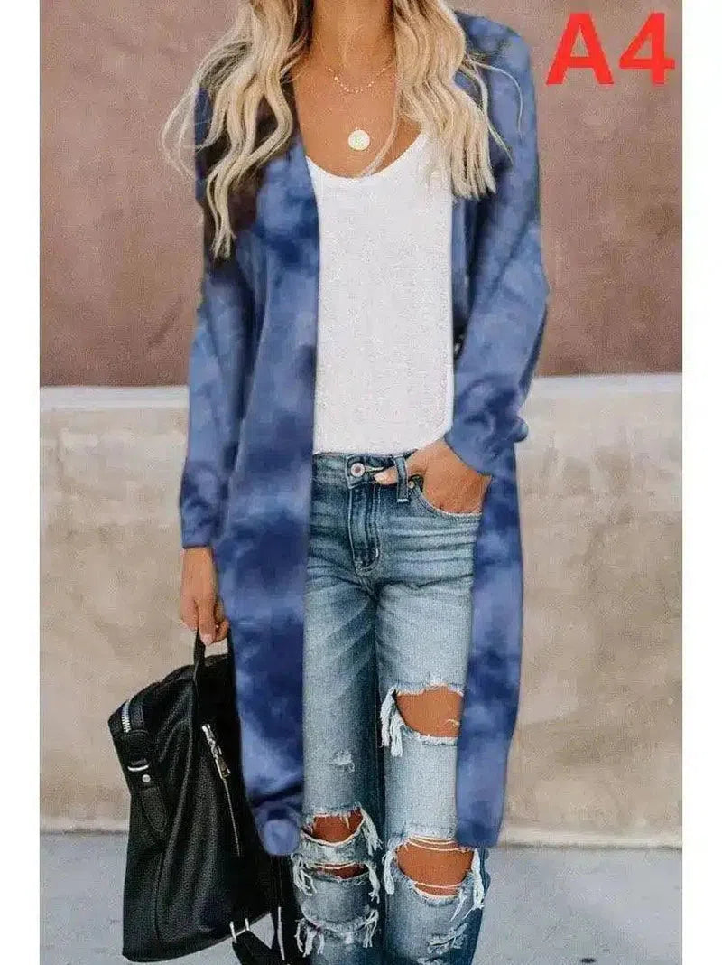Women's Long Sleeve Open Front Cardigan-A4-4