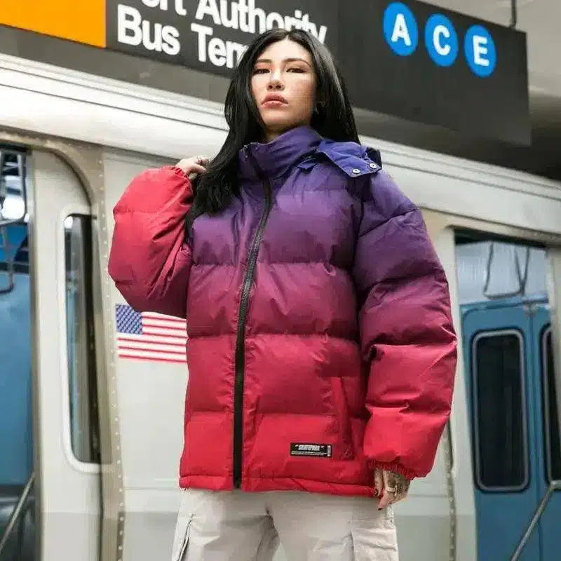 Unisex Puffer Jackets for Winter Warmth-Red-2