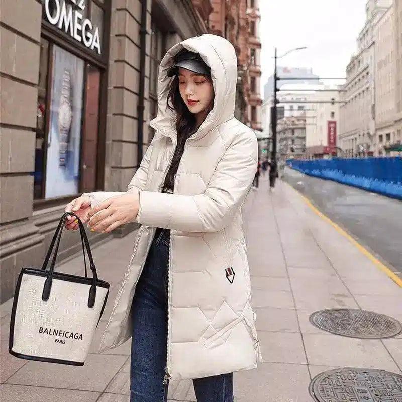 Women's Hooded Insulated Winter Coat-Beige-5