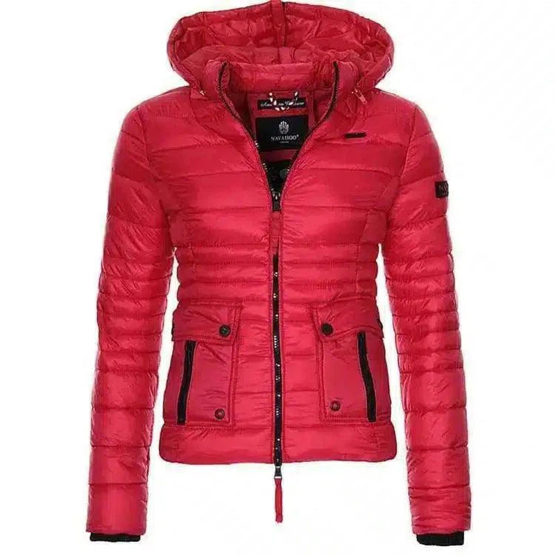 Women's Hooded Insulated Puffer Jacket-Red-4