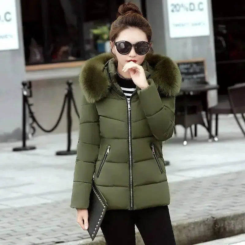 Korean Style Hooded Down Padded Jacket All-Match Small-ArmyGreen-5