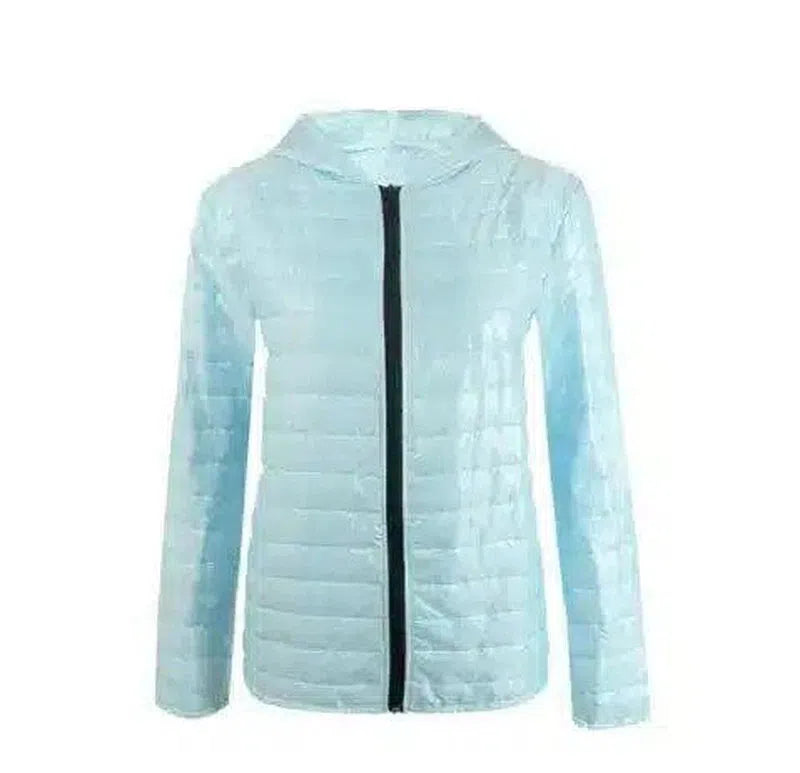 Hooded Lightweight Puffer Jacket for Women-Sky blue-5