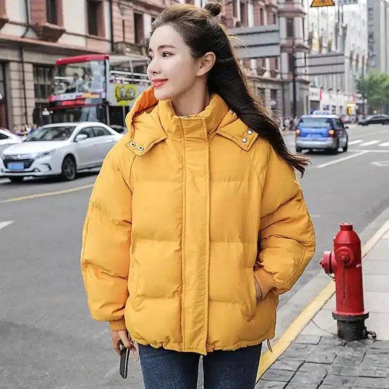 Net red overalls short jacket-Yellow-6