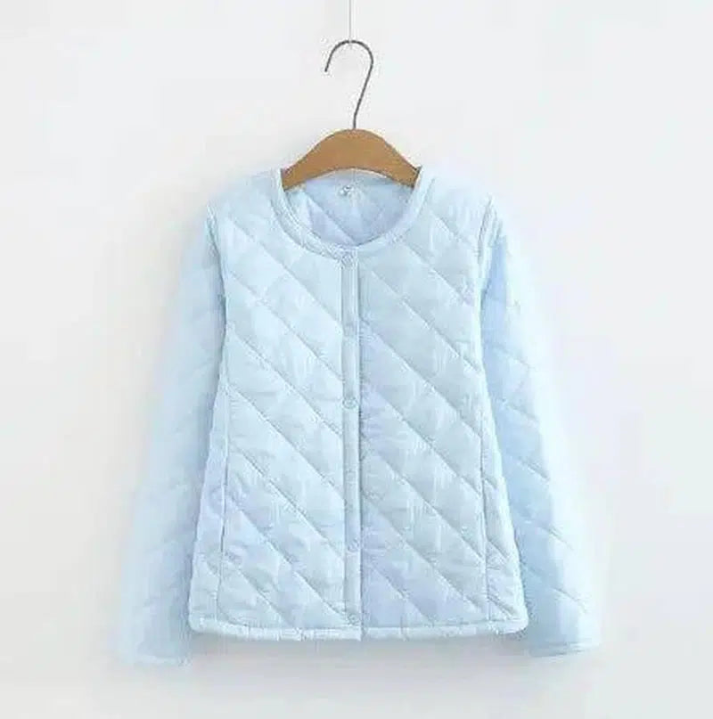Plus Size Women's Fat MM Was Thin And Thin Diamond Grid Snap-Light Blue-6