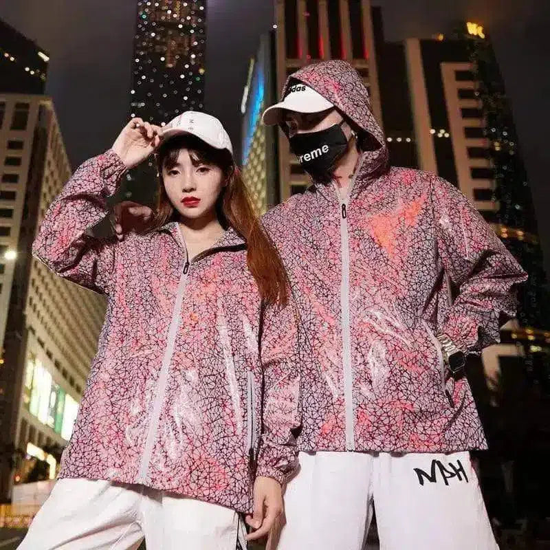 Reflective Safety Hooded Jackets for Nighttime-Red-3