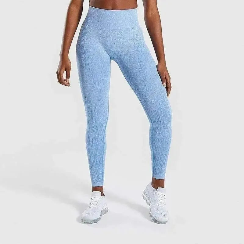 Seamless Point Nine Points Pants Yoga Fitness Pants Gradual-Lake blue-4