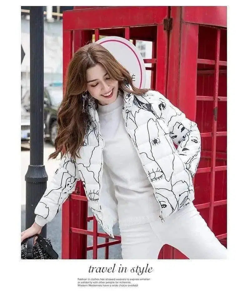 Small Cotton Coat Korean Style Light Short Coat-White-3