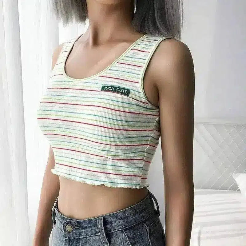 Sleeveless Striped Crop Top for Women-1