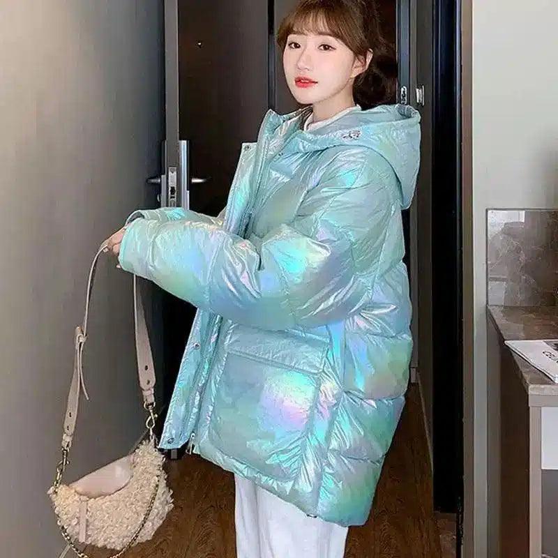 Thick loose padded jacket-Blue-4