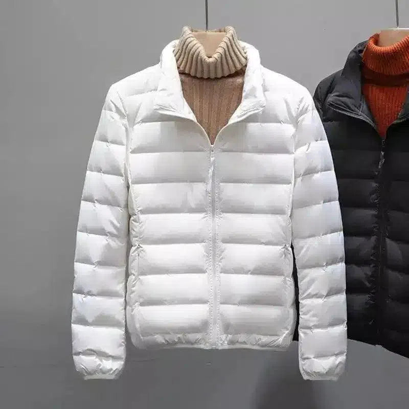 Insulated Puffer Jacket with Turtleneck-White-6