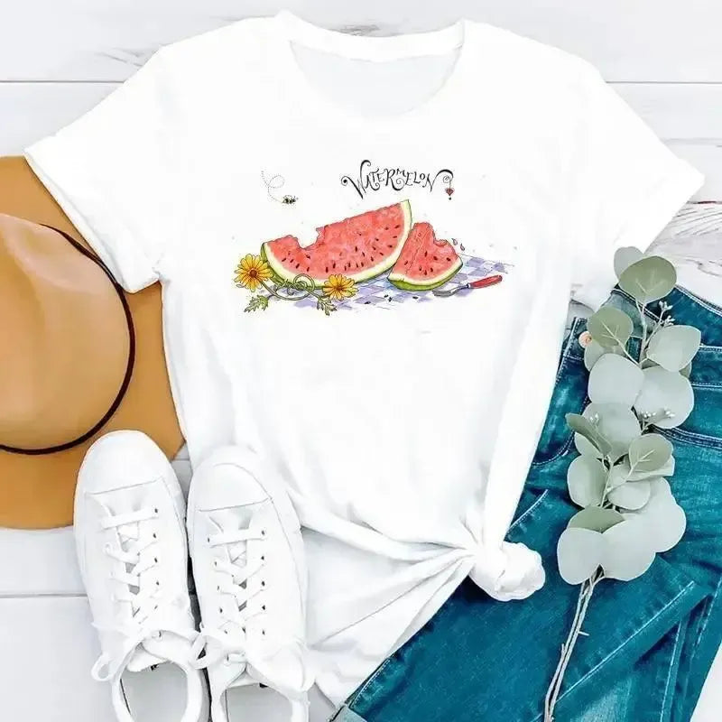 Pineapple Print Summer Shirt-HX36-White-1
