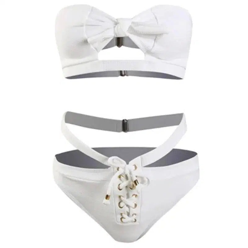Solid Color Split Three-point Bikini-2