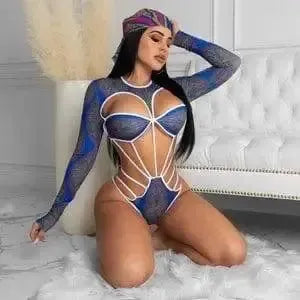 Women's Drawstring One Piece Print Bikini Swimsuit-1