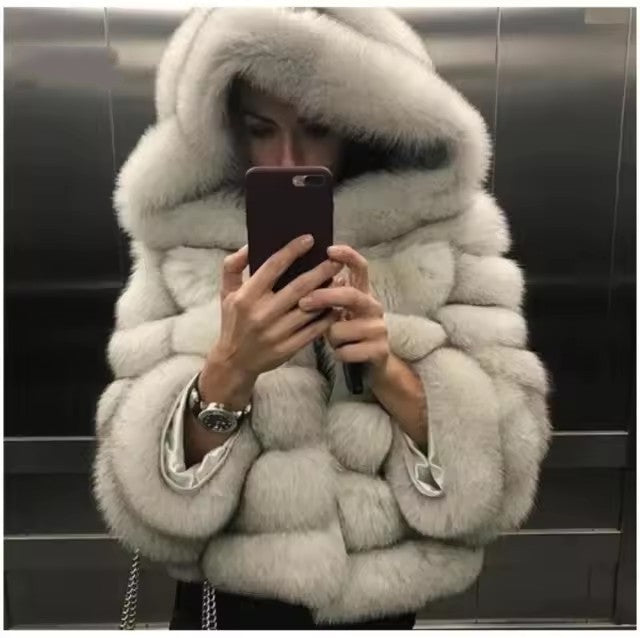 Chic Minimalist Patchwork Fur Jacket