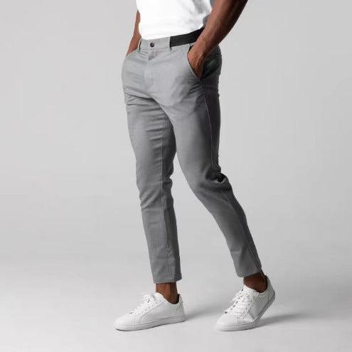 Men's Slim Fit Gray Business Suit Pants | Straight-Leg Dress Pants