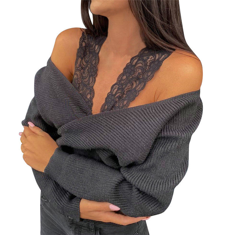 Off-Shoulder Lace Trim Blouse