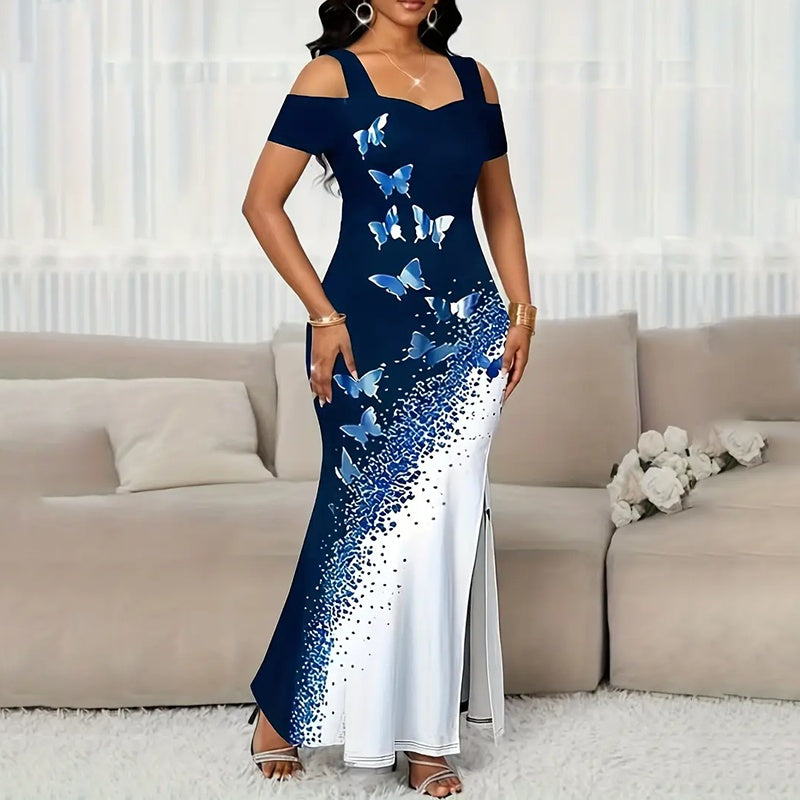 Butterfly Colorblock Maxi Dress