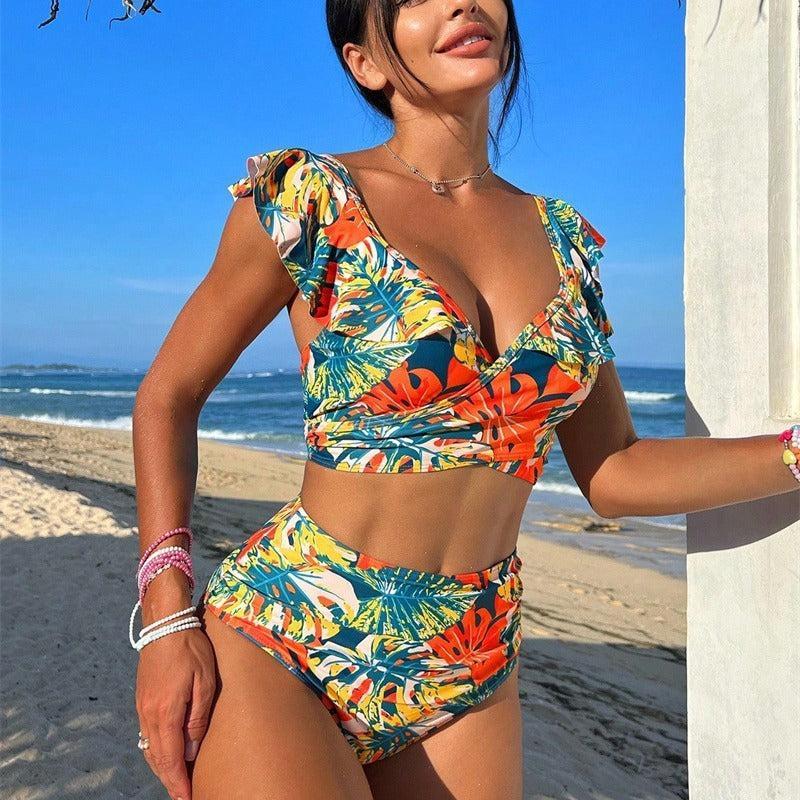 Women's Ruffled Halter Two-Piece Swimsuit | Flirty and Elegant Bikini