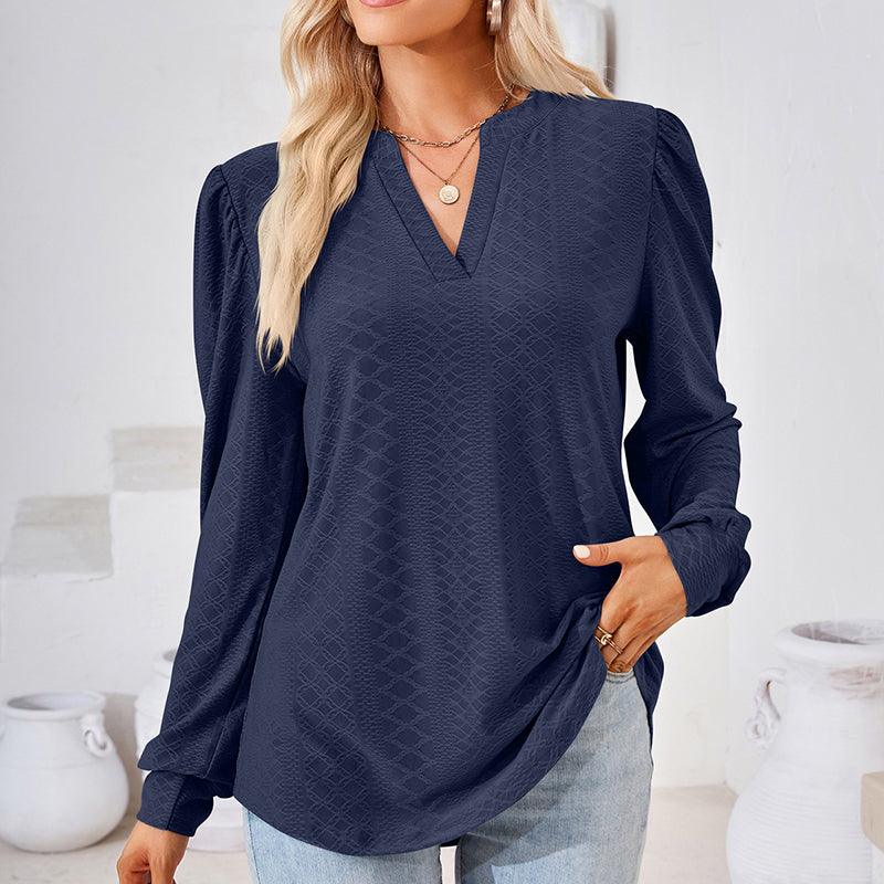 Puff Sleeve V-Neck Blouse