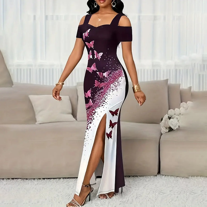 Butterfly Colorblock Maxi Dress