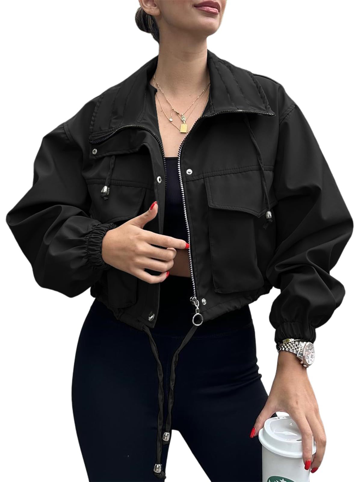 Chic Zip-Up Short Trench Jacket