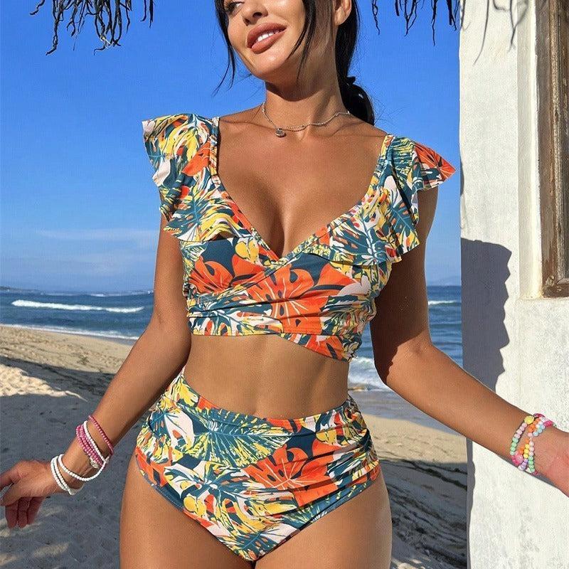 Women's Ruffled Halter Two-Piece Swimsuit | Flirty and Elegant Bikini