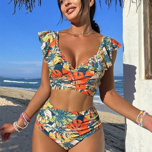 Women's Ruffled Halter Two-Piece Swimsuit | Flirty and Elegant Bikini