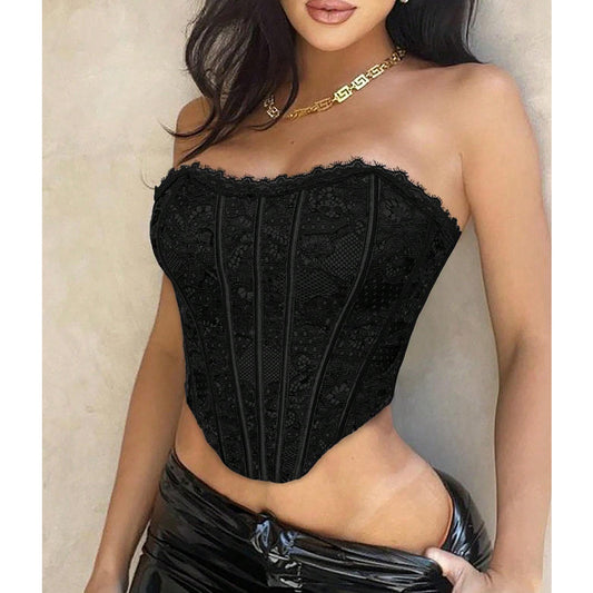 Floral Lace Strapless Corset