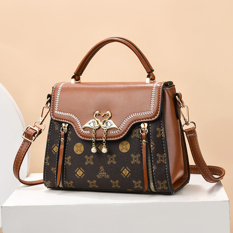 Women's Printed Small Square Shoulder Bag - Retro Style