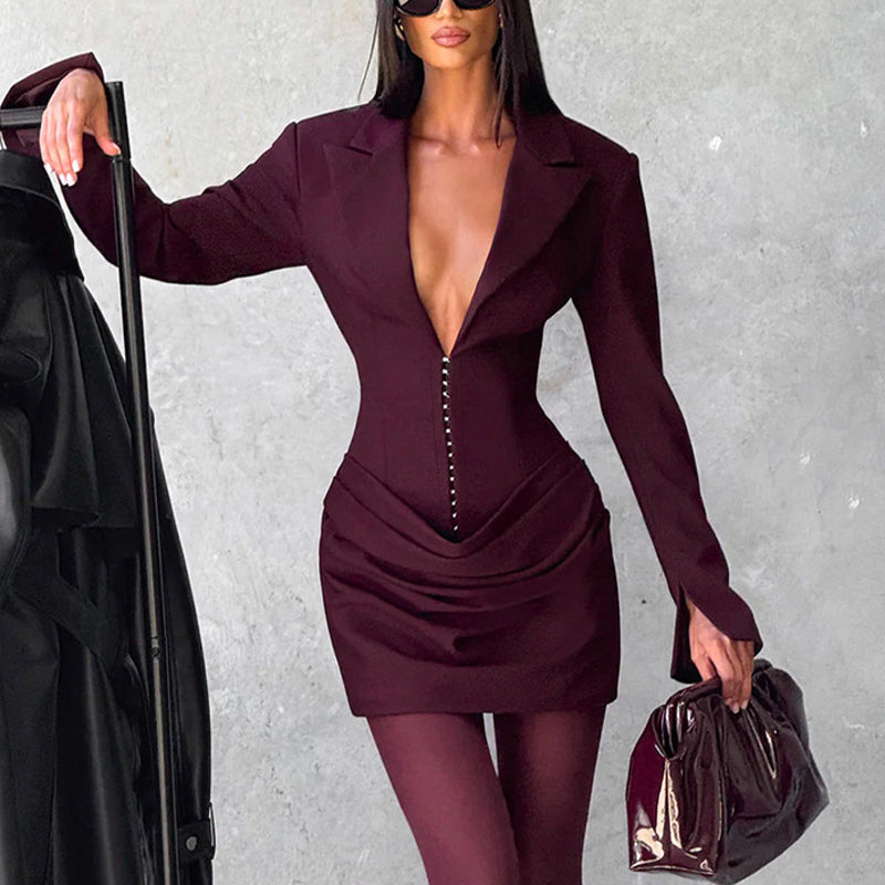 Elegant Deep V-Neck Mini Dress