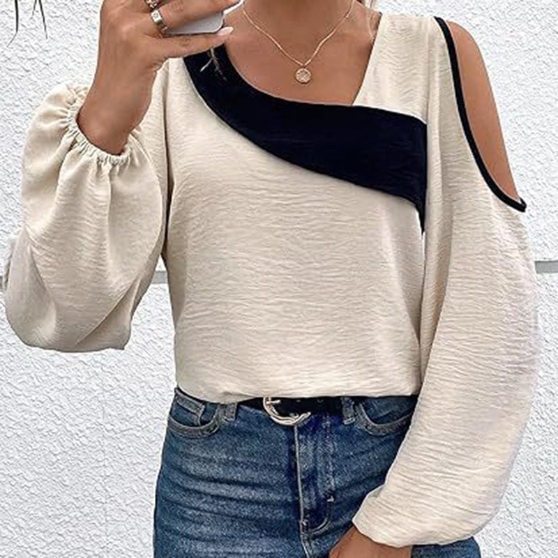 Cold Shoulder Colorblock Tee