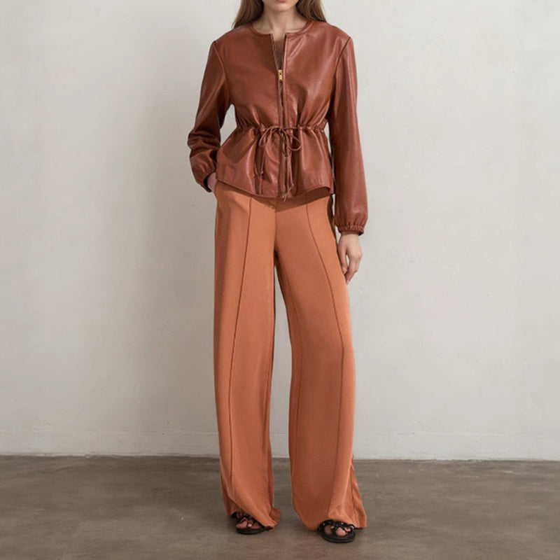Faux Leather Zip Jacket for Women