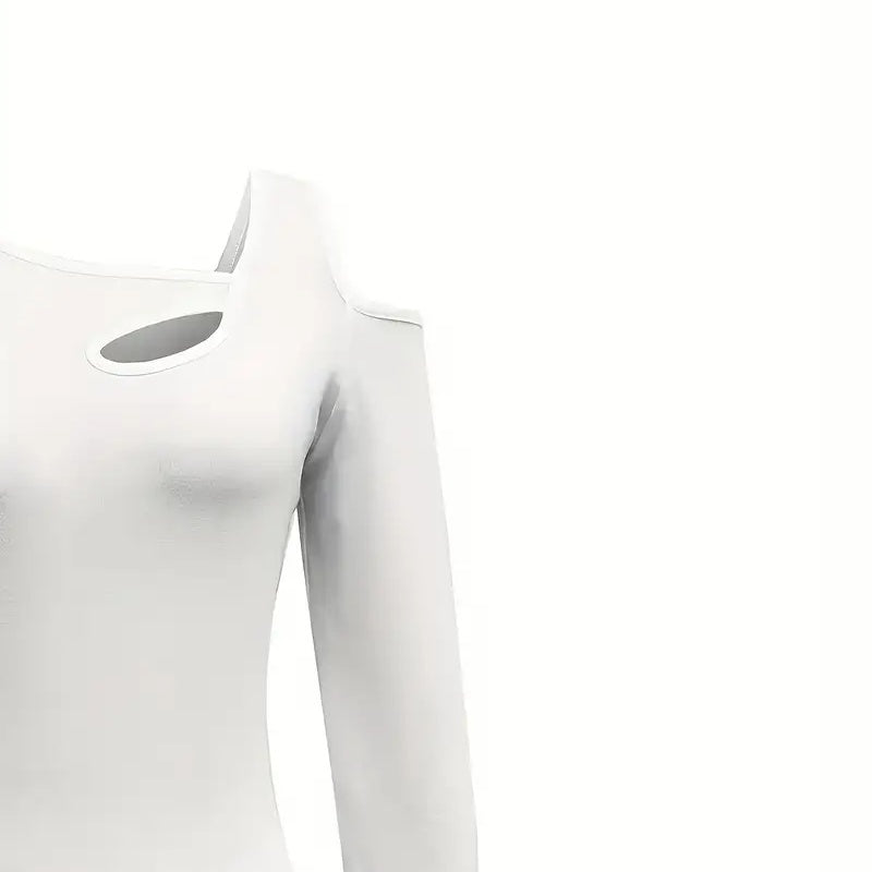 Cut-Out Off Shoulder Long Sleeve Top