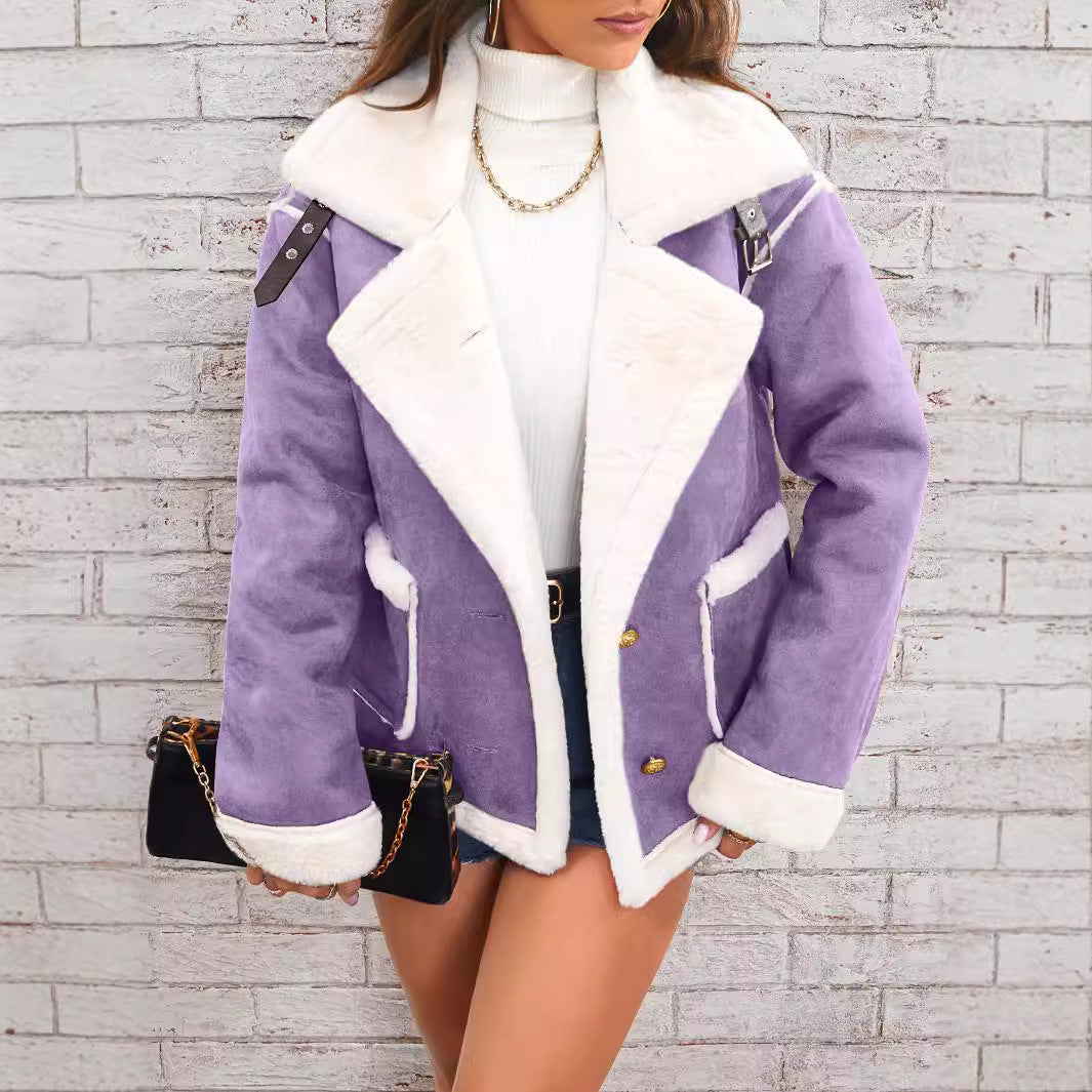 Cozy Chic Polo Collar Plush Jacket