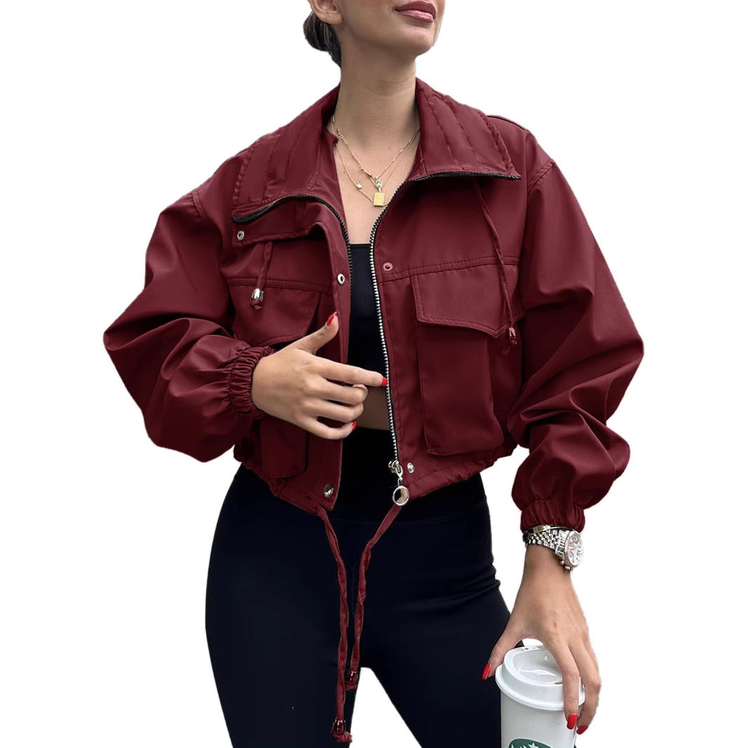Chic Zip-Up Short Trench Jacket