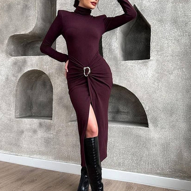 Waist Twist Bodycon Midi Dress