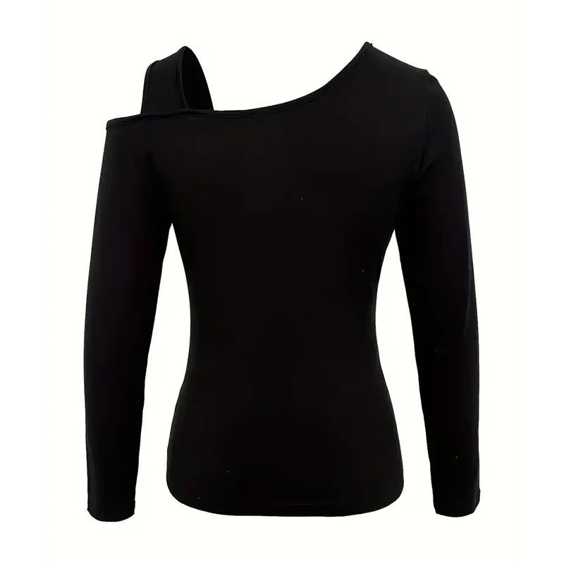 Cut-Out Off Shoulder Long Sleeve Top