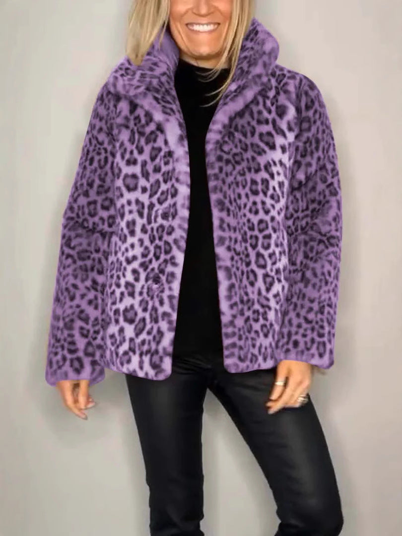 Chic Leopard Faux Leather Jacket