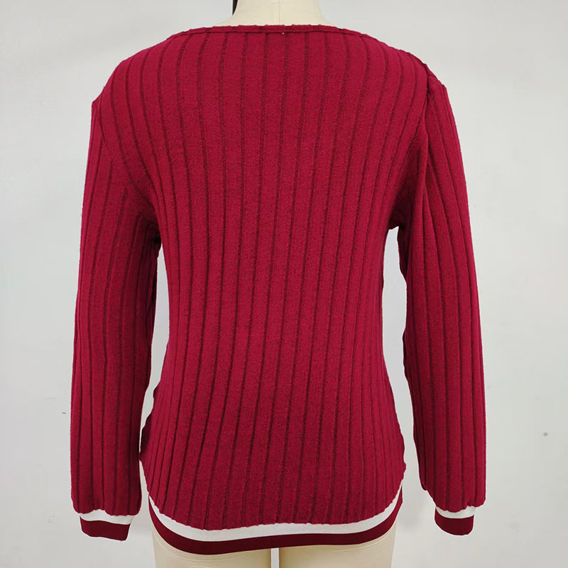 Color Block V-Neck Blouse
