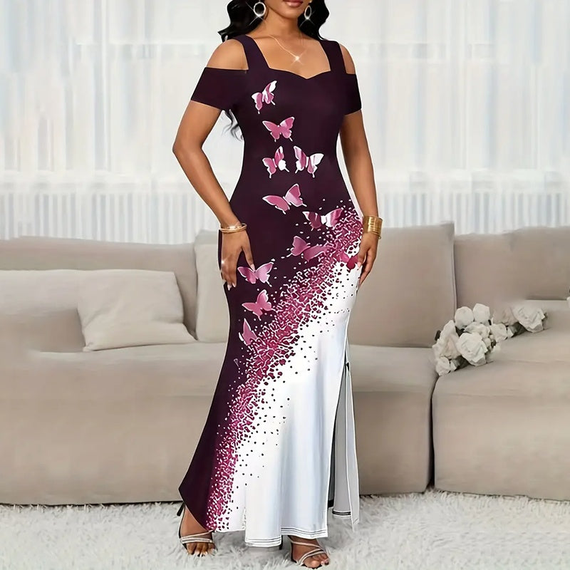 Butterfly Colorblock Maxi Dress