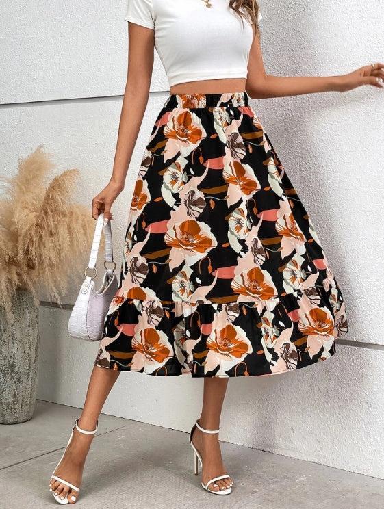 Ladies' Printed A-Line Casual Skirt | Stylish and Versatile Fashion Essential